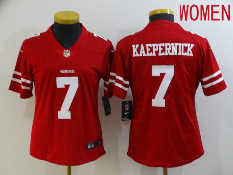 Women San Francisco 49ers #7 Kaepernick Red Nike Vapor Untouchable Limited 2020 NFL Nike Jerseys->san francisco 49ers->NFL Jersey